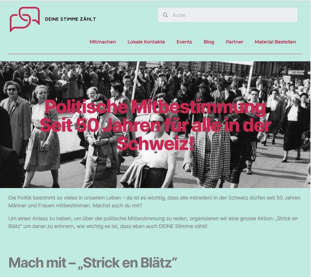 Stoffwald unterstützt die Lismete anlässlich 50 Jahre Frauenstimmrecht