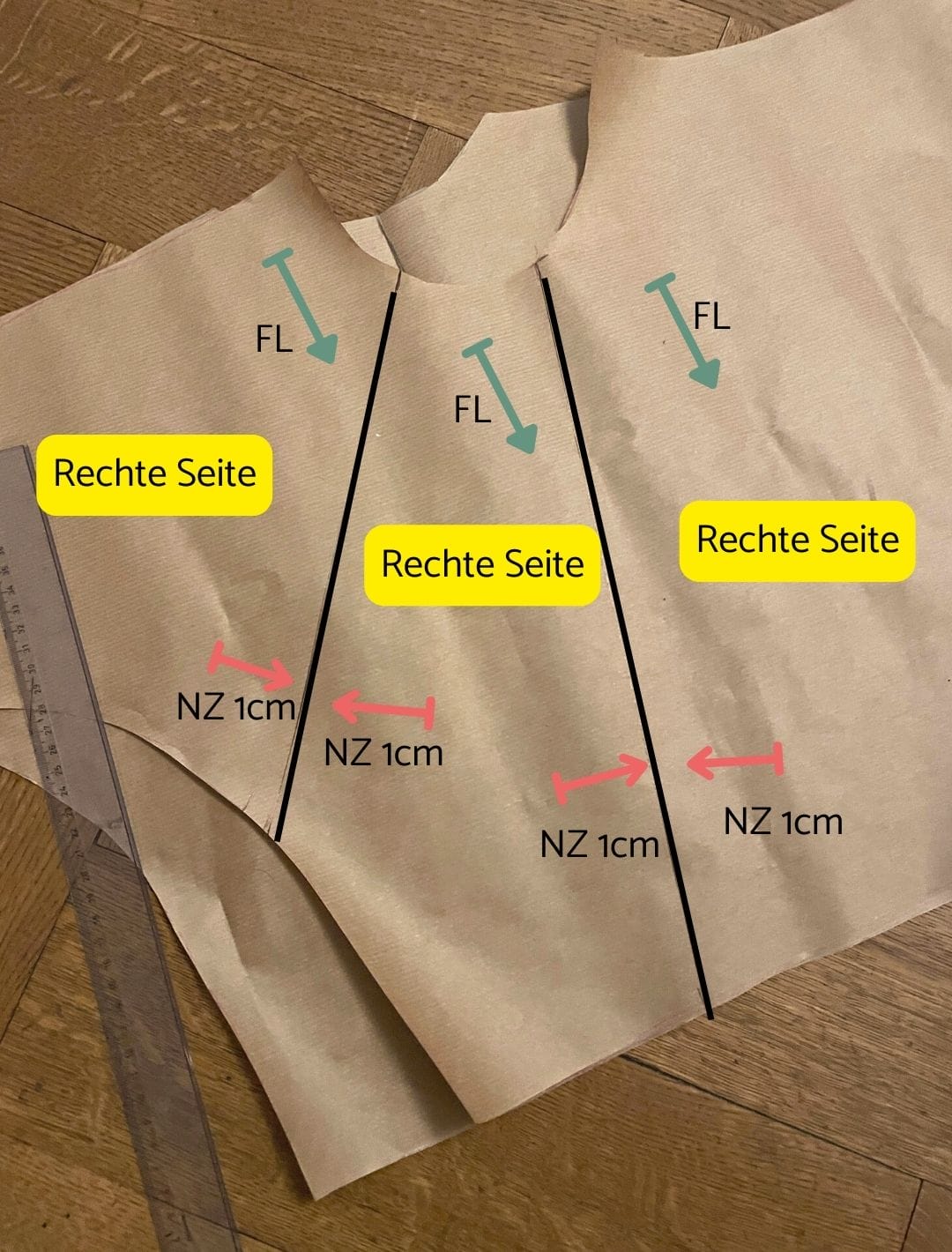Schnittmuster markieren