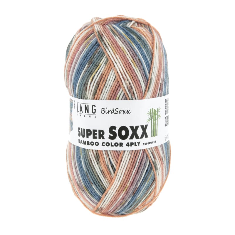 SUPER SOXX BAMBOO COLOR 4-FACH/4-PLY - 641 - ORANGE/BLAU-GRAU 1144 ROBIN 641.0515