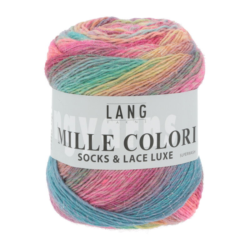 MILLE COLORI SOCKS & LACE LUXE - 859 - BUNT HELLBLAU/ROT/BRAUN 859.0051