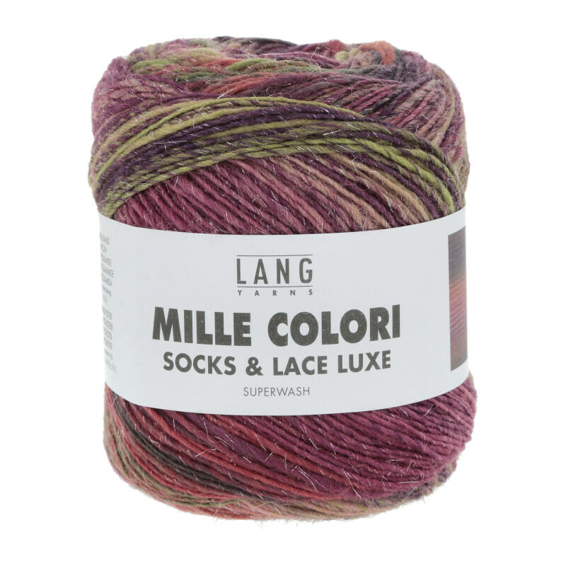 MILLE COLORI SOCKS & LACE LUXE - 859 - BORDEAUX/DUNKELGRÜN/LACHS 859.0204