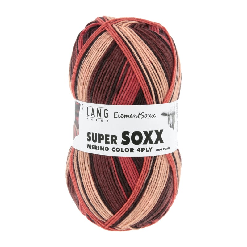 SUPER SOXX MERINO COLOR 4-FACH/4-PLY - 640 - ORANGE/BRAUN 1146 FIRE 640.0526