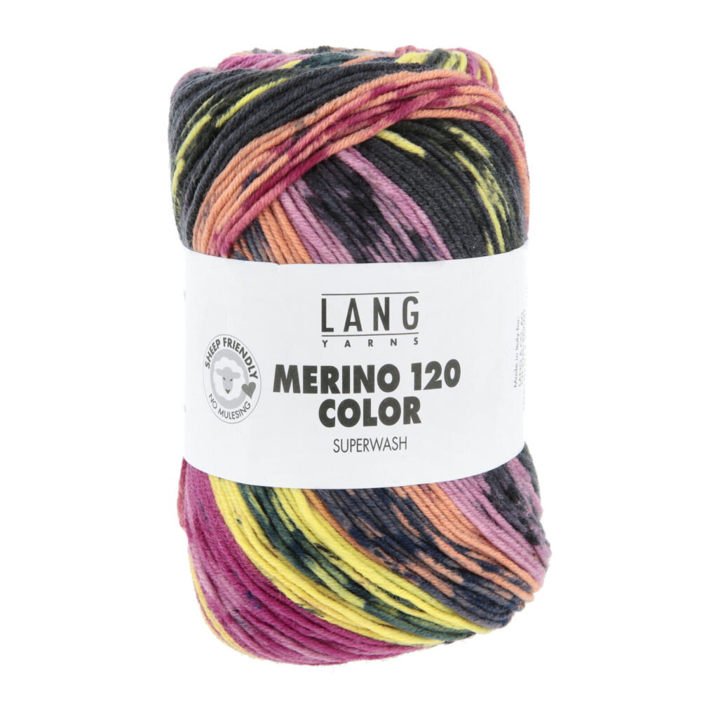 MERINO 120 COLOR - 47 - VIOLETT/GELB/DUNKELBLAU/TANGERINE 47.0007