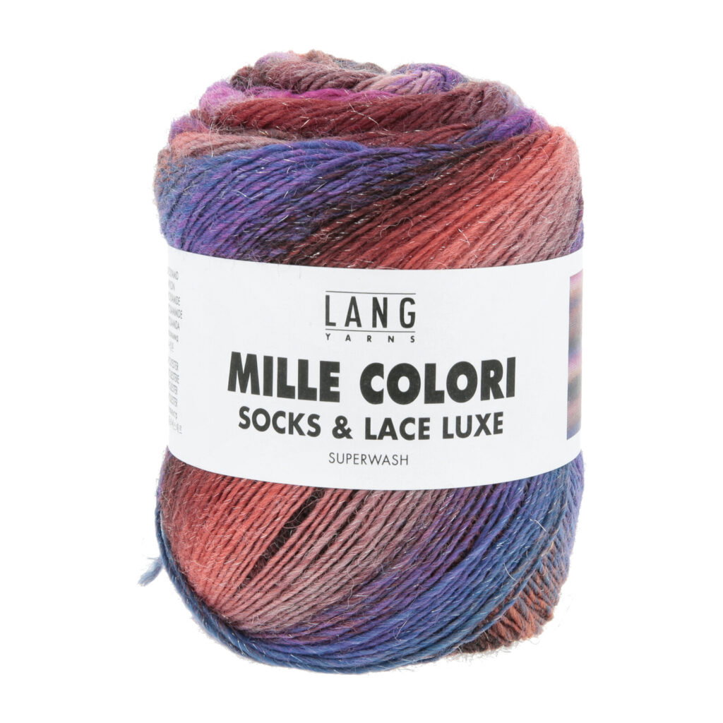 MILLE COLORI SOCKS & LACE LUXE - 859 - BRAUN/ROT/VIOLETT 859.0219