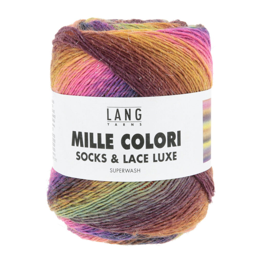 MILLE COLORI SOCKS & LACE LUXE - 859 - HOT PINK/GOLDGELB/BRAUN 859.0220