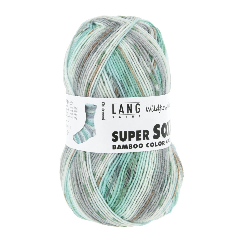 SUPER SOXX BAMBOO COLOR 4-FACH/4-PLY - 641 - TÜRKIS/GRAU/OFFWHITE 1152 CHICKWEED 641.0559