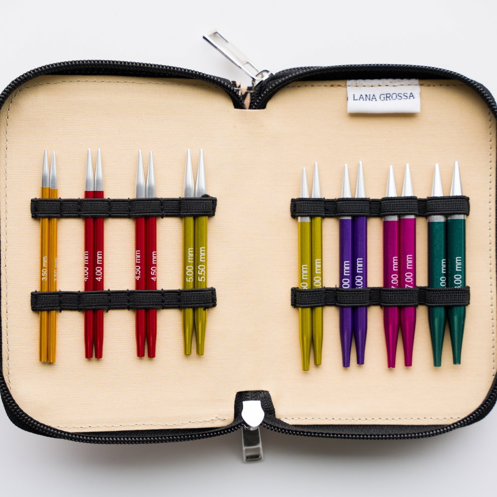 LANA GROSSA Rundstricknadel-Set Alu Rainbow kurz
