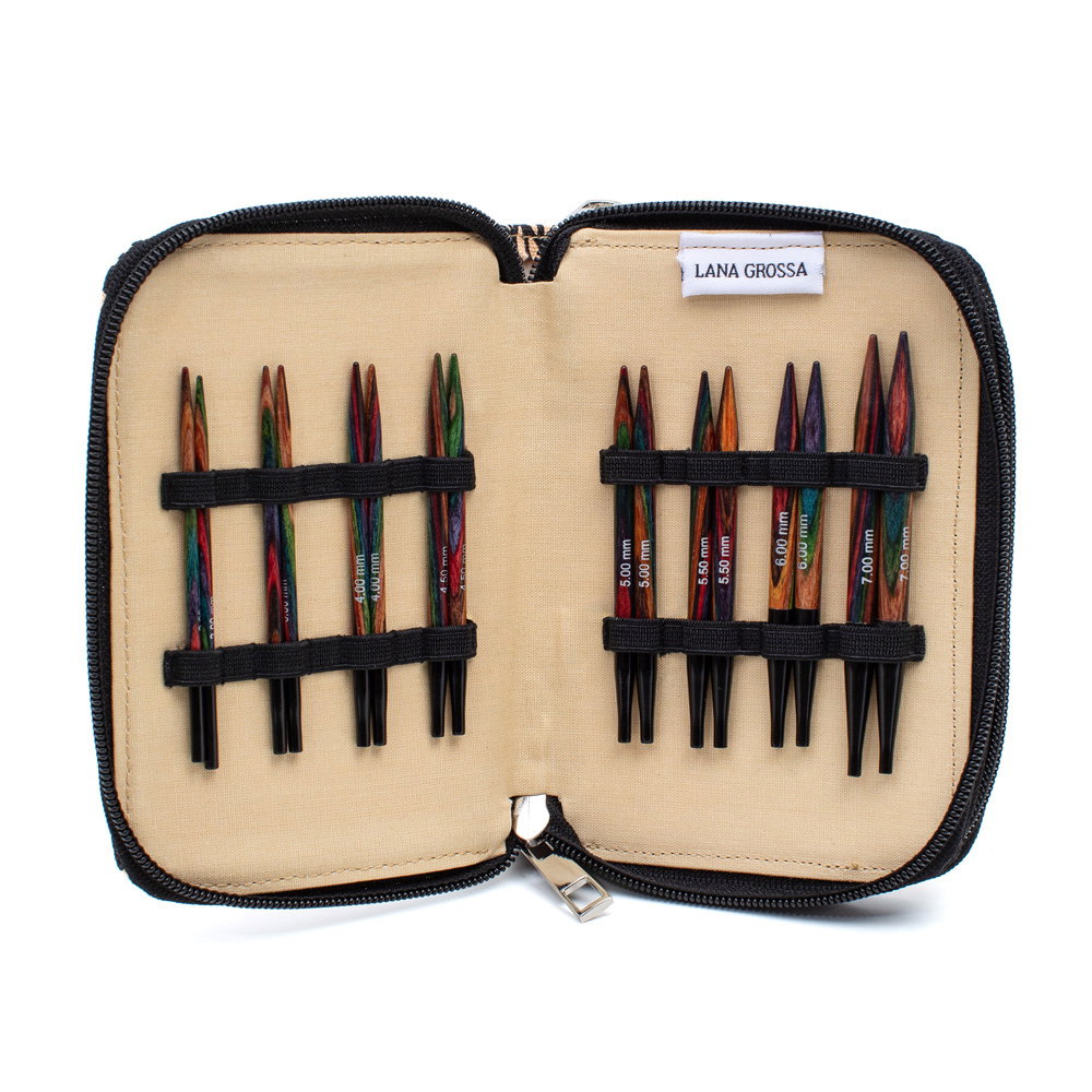 LANA GROSSA Rundstricknadel-Set Design-Holz kurz